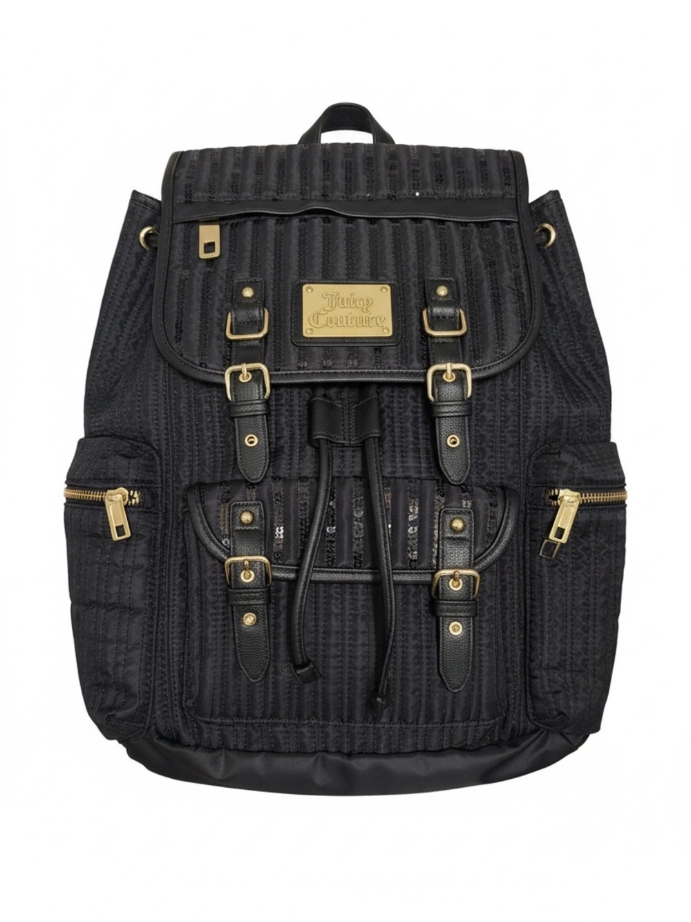 Juicy Couture Black Quilted Backpack with Gold Accents